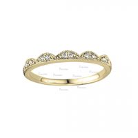 14K Gold 0.10 Ct. Diamond Crown Milgrain Engagement Ring Fine Jewelry