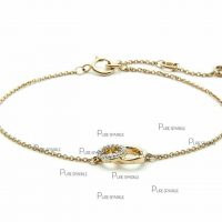 14K Gold 0.10 Ct. Diamond Linked Circle Charm Bracelet Fine Jewelry