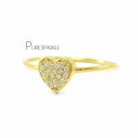 14K Gold 0.10 Ct. Diamond Love Heart Engagement Ring Fine Jewelry