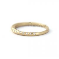 14K Gold 0.10 Ct. Diamond Minimalist Wedding Half Eternity Band Ring