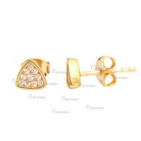 14K Gold 0.10 Ct. Diamond Triangle Shape Stud Earrings Fine Jewelry