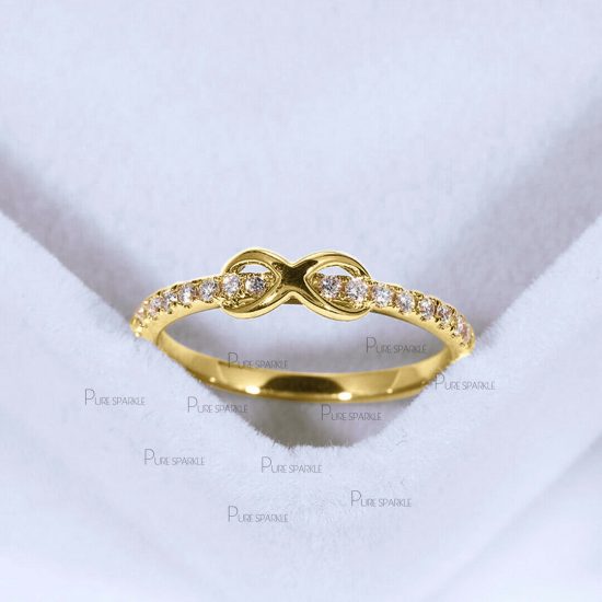 14K Gold 0.10 Ct. Diamonds Infinity Knot Half Eternity Ring Fine Jewelry