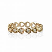 14K Gold 0.11 Ct. Diamond Hearts Design Wedding Ring Fine Jewelry