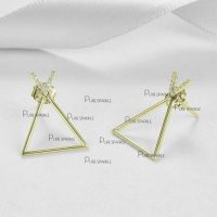 14K Gold 0.11 Ct. Diamond Triangle Shape Jacket Earrings Fine Jewelry