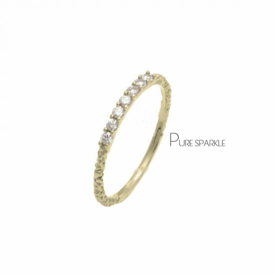 14K Gold 0.11 Ct. Diamonds Band Ring Handmade Fine Jewelry Size - 3 to 9