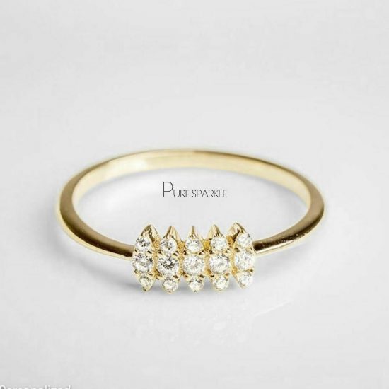 14K Gold 0.12 Ct. Diamond Cluster Birthday Gift Ring Fine Jewelry