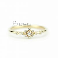 14K Gold 0.12 Ct. Diamond Cluster Ring Fine Jewelry Size-3 to 8 US