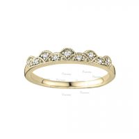 14K Gold 0.12 Ct. Diamond Crown Love Wedding Band Ring Fine Jewelry