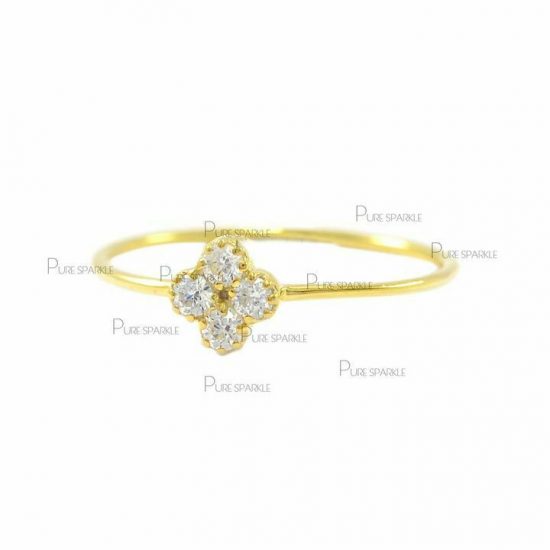 14K Gold 0.12 Ct. Diamond Flower Design Ring Fine Jewelry Size-3 to 8 US