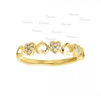 14K Gold 0.12 Ct. Diamond Love Heart Eternity Ring Fine Jewelry