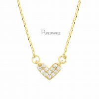 14K Gold 0.12 Ct. Diamond Unique Heart Pendant Necklace Fine Jewelry