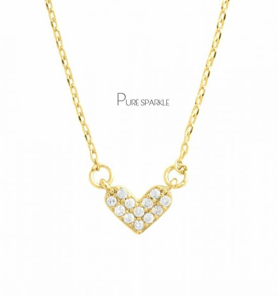 14K Gold 0.12 Ct. Diamond Unique Heart Pendant Necklace Fine Jewelry