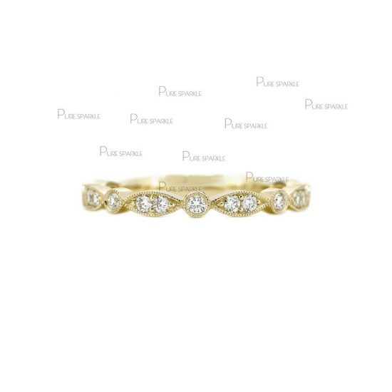 14K Gold 0.13 Ct. Natural Diamond 3/4 Eternity Wedding Band Ring Fine Jewelry
