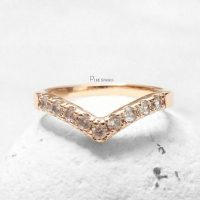 14K Gold 0.14 Ct. Diamond Chevron V Shape Anniversary Ring Fine Jewelry