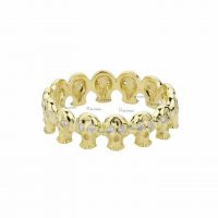 14K Gold 0.14 Ct. Diamond Multi Skull Band Ring Fine Jewelry Size-3 to 9
