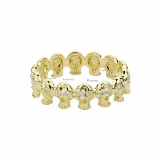 14K Gold 0.14 Ct. Diamond Multi Skull Band Ring Fine Jewelry Size-3 to 9