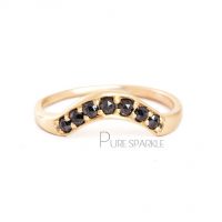 14K Gold 0.15 Ct. Black Diamond Curved Arc Design Ring Fine Jewelry