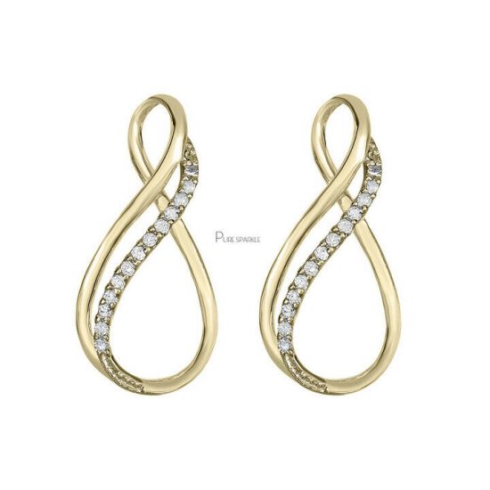 14K Gold 0.15 Ct. Diamond 25 mm Infinity Knot Earrings Fine Jewelry