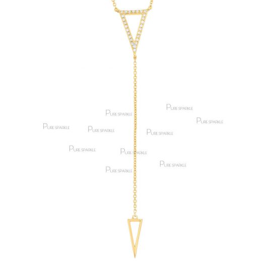 14K Gold 0.15 Ct. Diamond Arrowhead Drop Lariat Necklace Fine Jewelry