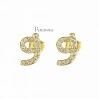 14K Gold 0.15 Ct. Diamond g Alphabet Earrings Personalized Fine Jewelry