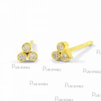 14K Gold 0.15 Ct. Diamonds Flower Mini Earrings Fine Jewelry