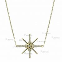 14K Gold 0.15Ct. Diamond Starburst Charm Necklace Christmas Gift Jewelry