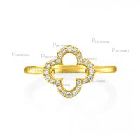 14K Gold 0.16 Ct. Diamond Floral Ring Fine Jewelry Size - 3 to 8 US