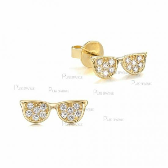 14K Gold 0.16 Ct. Diamond Sunglasses Studs Earrings Jewelry New Arrival