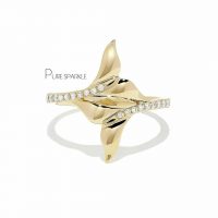 14K Gold 0.16 Ct. Diamond Whale's Tail Design Ring Nautical Fine Jewelry