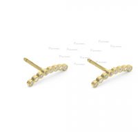 14K Gold 0.16 VS Clarity F-G Color Diamond Arc Design Earrings Jewelry