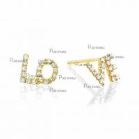 14K Gold 0.17 Ct. Diamond Love Studs Earrings Fine Jewelry