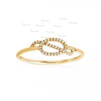 14K Gold 0.17 Ct. Diamond Unique Knot Design Delicate Ring Fine Jewelry