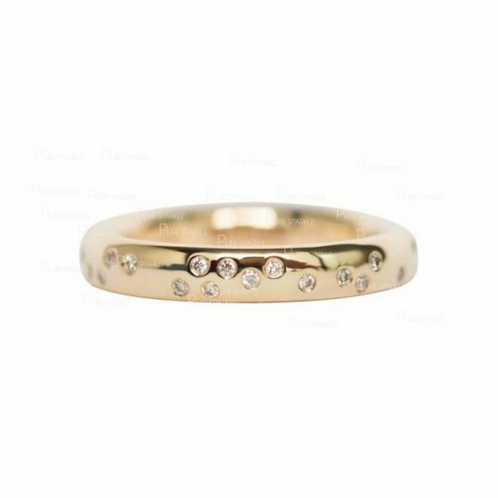 14K Gold 0.18 Ct. Diamond 3 mm Wide Wedding Band Ring Fine Jewelry