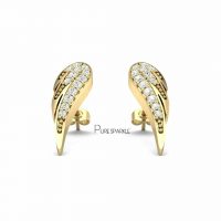 14K Gold 0.18 Ct. Diamond Angel's Wing Studs Earrings Fine Jewelry