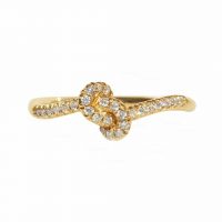 14K Gold 0.18 Ct. Diamond Love Knot Friendship Promise Ring Fine Jewelry