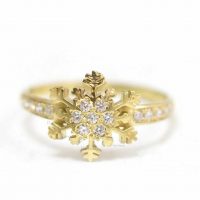 14K Gold 0.18 Ct. Diamond Snowflake Design Wedding Ring Fine Jewelry