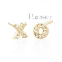 14K Gold 0.18 Ct. Diamond XO Earrings Valentine's Fine Jewelry