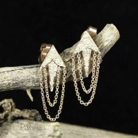 14K Gold 0.18 Ct. Yellow Diamond Arrow Chain Earrings Fine Jewelry