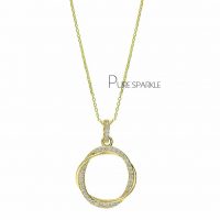 14K Gold 0.19 Ct. Diamond Love Knot Pendant Necklace Fine Jewelry