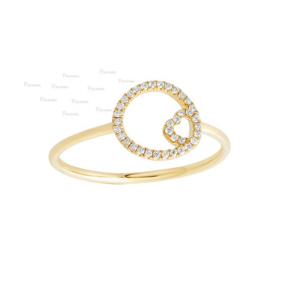 14K Gold 0.19 Ct. Diamond Unique Shape Delicate Ring Fine Jewelry