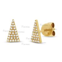 14K Gold 0.20 Ct. Diamond 6x11 mm Triangle Studs Earrings Fine Jewelry