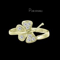 14K Gold 0.20 Ct. Diamond Butterfly Bypass Design Ring Fine Jewelry