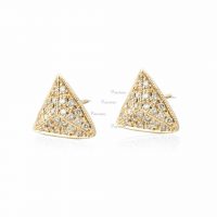14K Gold 0.20 Ct. Diamond Pyramid Shape Studs Earrings Fine Jewelry