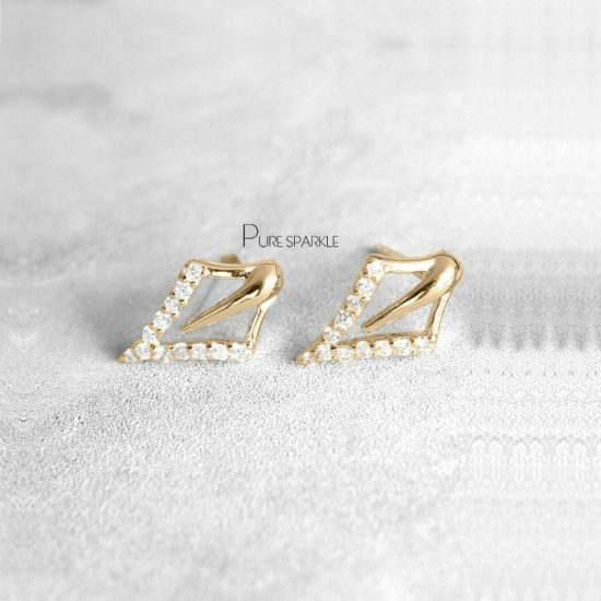 14K Gold 0.21 Ct. Diamond 12 mm Arrowhead Earrings Fine Jewelry