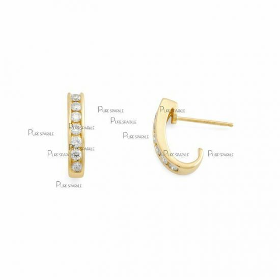 14K Gold 0.21 Ct. Diamond Tiny Huggie Earrings Wedding Fine Jewelry