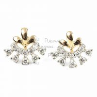 14K Gold 0.21 Ct. Diamond Unique Floral Design Stud Earrings-New Arrival