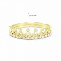 14K Gold 0.21 Ct. Diamonds Crown Shape Half Eternity Ring Fine Jewelry