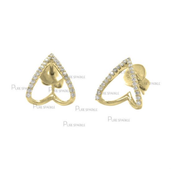 14K Gold 0.22 Ct. Diamond Heart Shape Earrings Fine Jewelry