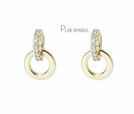 14K Gold 0.22 Ct. Diamond Interlocking Circle Earrings Fine Jewelry