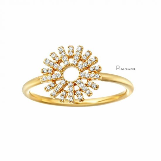 14K Gold 0.22 Ct. Diamond Rising Sun Ring Fine Jewelry Size-3 to 8 US